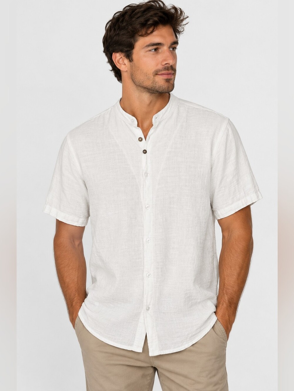 Made In ITALY Mens Linen Shirt-3XL #003